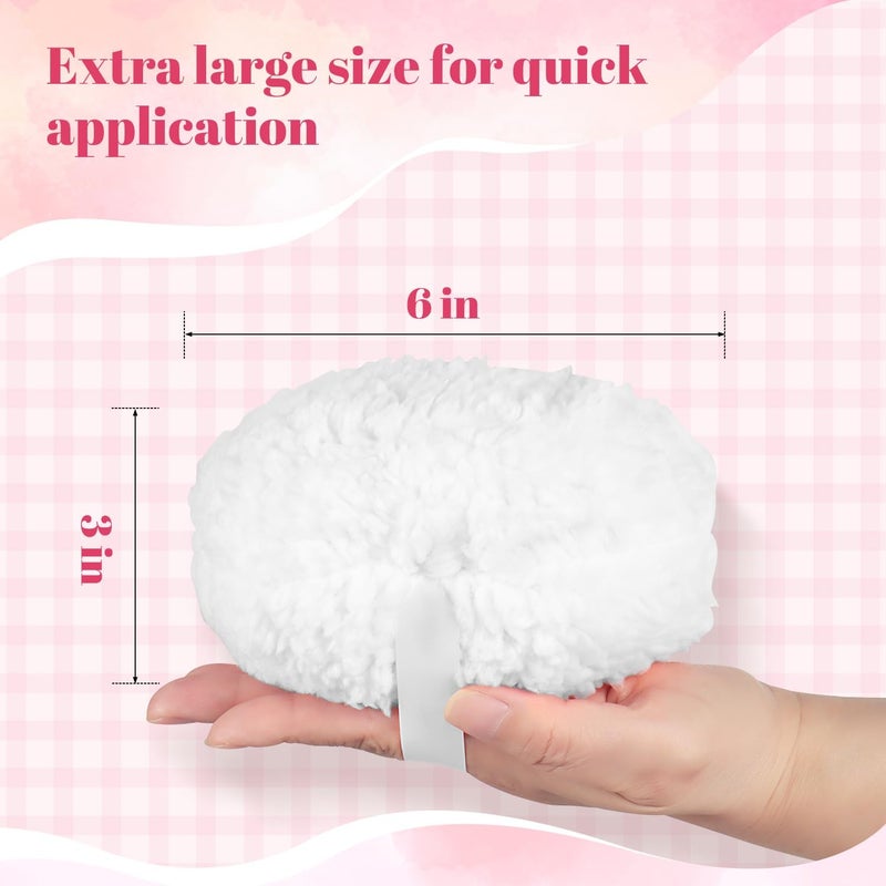 JOLY Extra Soft Powder Puff, 6" x 3" Large Body Powder Applicator, Dusting Powder Puffs with Loose Powder Container for Women (White) - Image 3